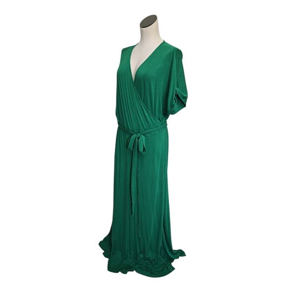 Eloquii Emerald Green True Wrap Stretch Jersey Knit Dress Size 18 Party Wedding - Picture 9 of 10